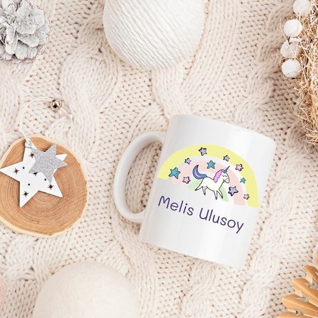 İsme Özel Sihirli Unicorn Kupa Bardak - Çocuk ve Yetişkin İçin Doğum Günü Hediyesi