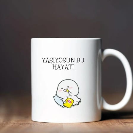 Kişiye Özel İsim Yazılı Çelik Matara ve Yaşıyosun Bu Hayatı Kupa Seti