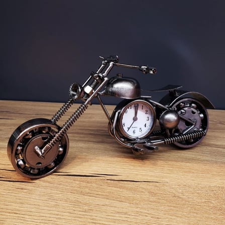 Kişiye Özel İsimli Metal Motosiklet Masa Saati – Erkeğe Hediye Dekoratif Motor Biblo
