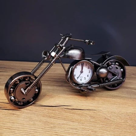 Kişiye Özel İsimli Metal Motosiklet Masa Saati – Erkeğe Hediye Dekoratif Motor Biblo