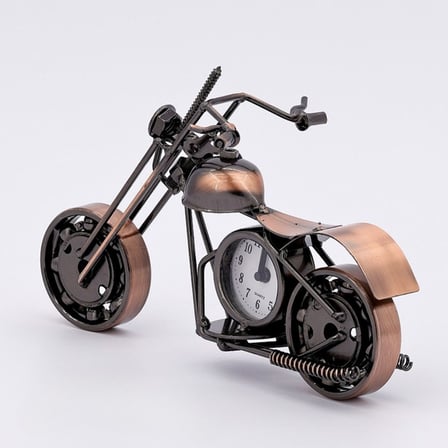 Kişiye Özel Metal Motosiklet Tasarımlı Analog Masa Saati - Dekoratif Motorcu Masa Süsü