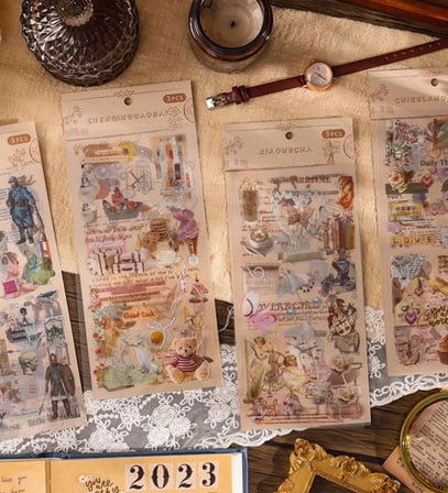 Vintage Estetik Günlük Süsleme Çıkartma Seti - 3 Parça Karışık Model