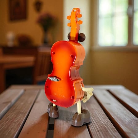 Nostaljik Keman Tasarımlı Kurmalı Müzik Kutusu - Hareketli Dans Eden Masa Süsü Hediyelik Biblo