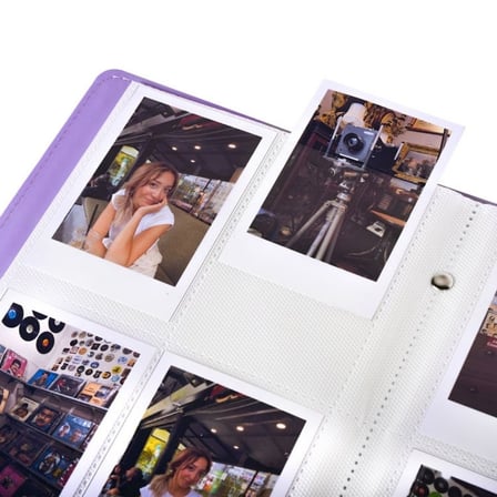 Siyah Deri Tasarım Instax Polakart Mini Fotoğraf Albümü - 96’lı Cep Kapasitesi