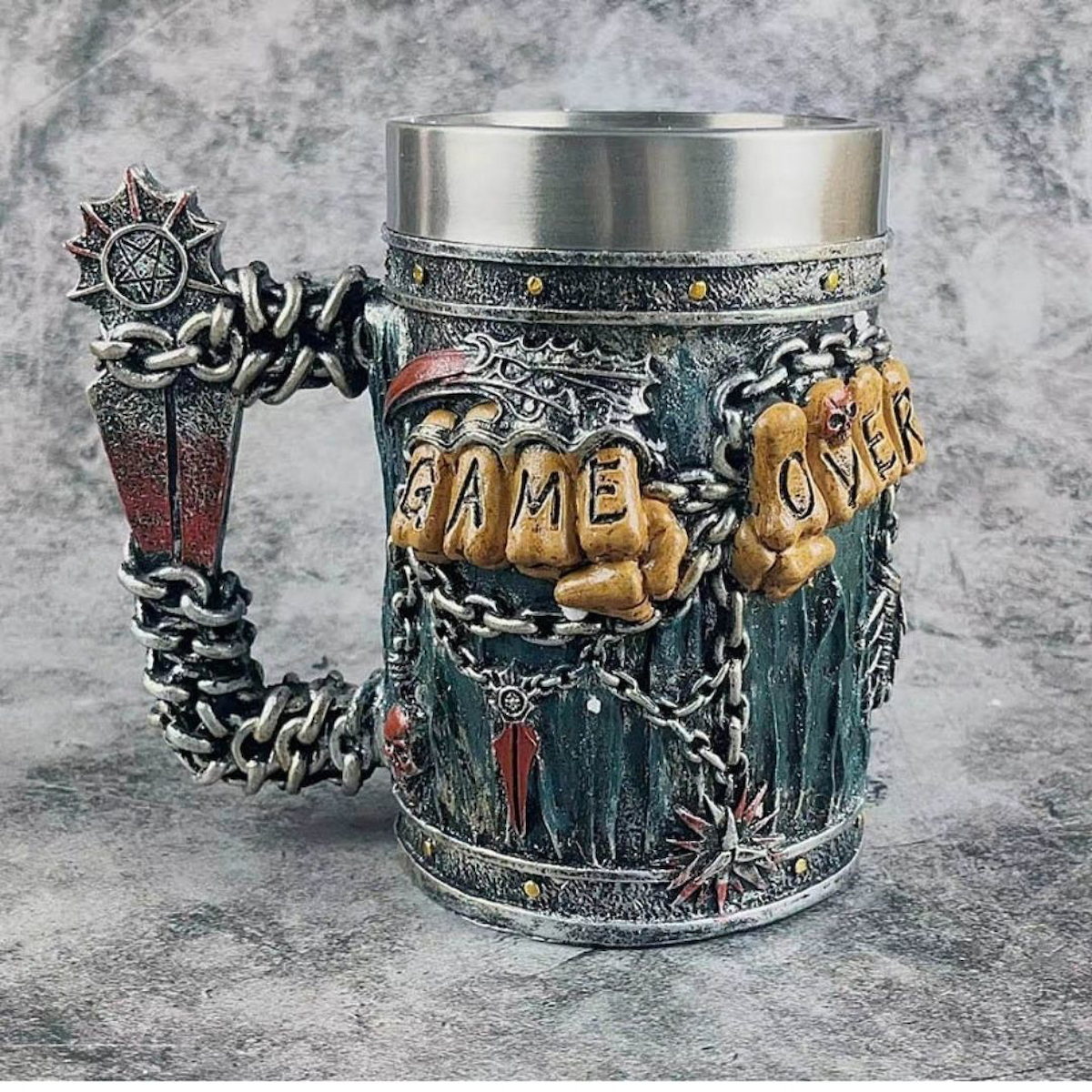 Oyunculara Özel Game Over Temalı 380 ml İçi Paslanmaz Çelik Premium Kupa Bardak