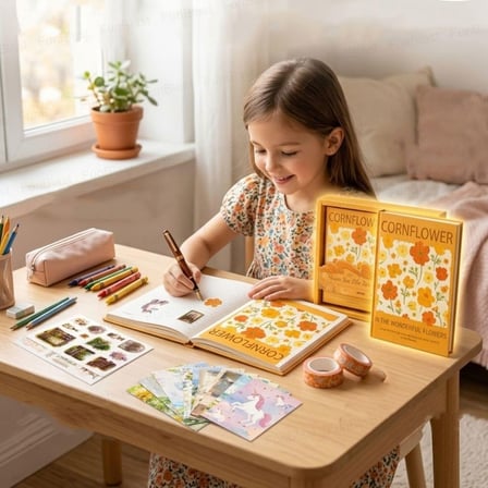 Vintage Çiçek Desenli A6 Günlük Ve Ajanda Hediye Seti - Estetik Scrapbooking Ve Günlük Süsleme Kit Kutusu 116 Parça TURUNCU
