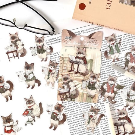 Sevimli Kedi Temalı Dekoratif Sticker Seti - Ajanda, Planner ve Defter Çıkartması (20 Parça)