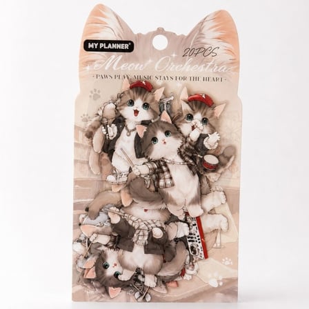 Sevimli Kedi Temalı Dekoratif Sticker Seti - Ajanda, Planner ve Defter Çıkartması (20 Parça)