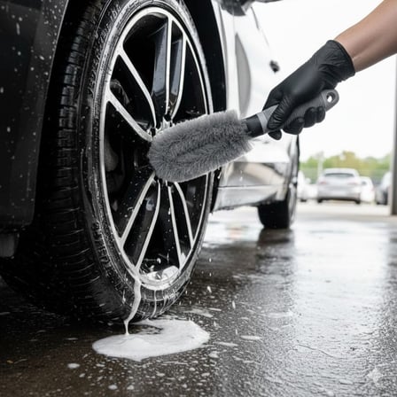 Gri Oto Jant Temizleme Fırçası – Ergonomik Saplı, Lastik ve Jant Detay Temizliği İçin Güçlü Kıllı Fırça (5580)