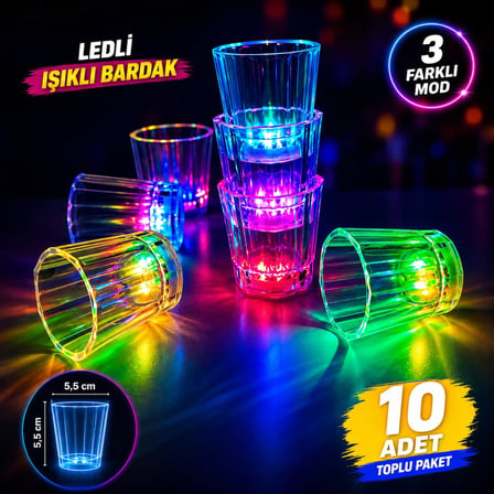 10&amp;apos;lu LED Işıklı Parti Bardağı Seti (5580)