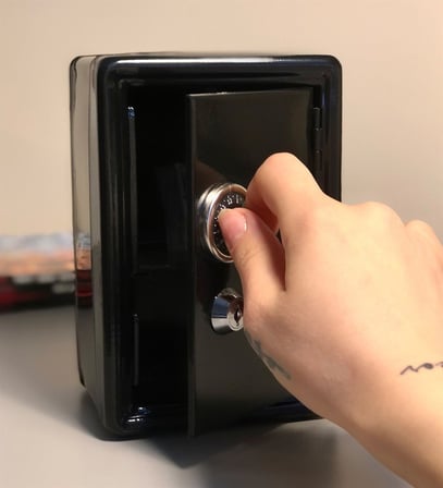 Kişiye Özel Kasa Tasarımlı Metal Kilitli Kumbara ve Saklama Kutusu SİYAH