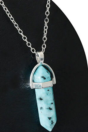 Sertifikalı Çivi Model Mavi Kuvars Taşı Kolye