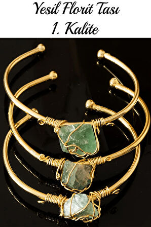 Sertifikalı Kelepçe Model Ayarlamalı Aaa Yeşil Florit Taşı Bileklik - Kararmaz