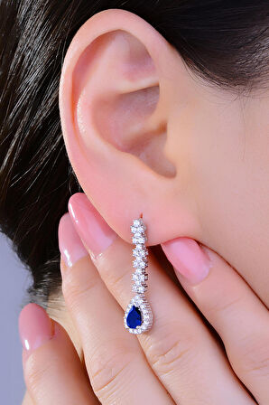 925 Ayar Gümüş Çift Salkım Damla Montör Su Yolu Set