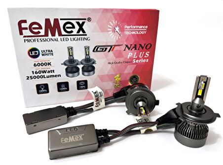 Femex Gt Nano Plus H4 Şimşek Etkili Led Xenon 160W 25.000 Lumen