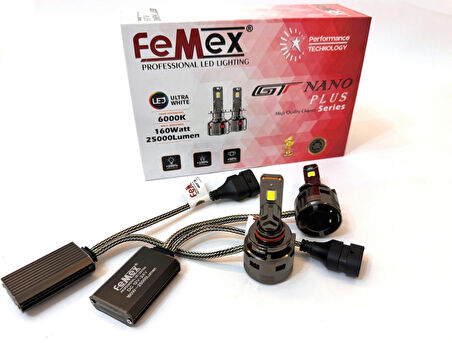 Femex Gt Nano Plus HB3 9005 Şimşek Etkili Led Xenon 160W 25.000 Lumen