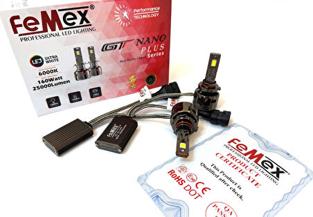Femex Gt Nano Plus HB3 9005 Şimşek Etkili Led Xenon 160W 25.000 Lumen