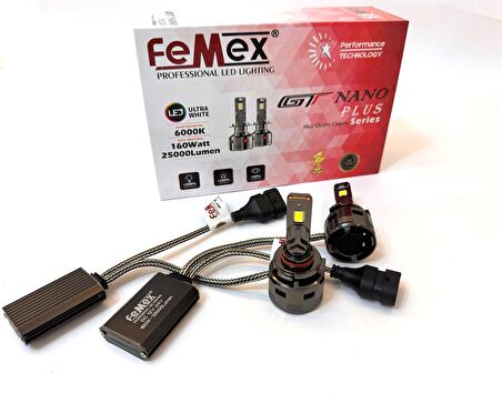 Femex GT Nano Plus Csp LUMILED ROYAL Chipset Radyatör Soğutmalı HB3 9005 Led Xenon Led Headlight