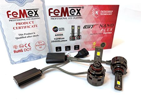 Femex GT Nano Plus Csp LUMILED ROYAL Chipset Radyatör Soğutmalı HB3 9005 Led Xenon Led Headlight
