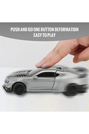 Tek Tuşla Robota Dönüşen Gri 14 Cm Oyuncak Araba Yeni Model (Kutusuz Üründür)