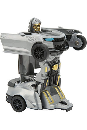 Tek Tuşla Robota Dönüşen Gri 14 Cm Oyuncak Araba Yeni Model (Kutusuz Üründür)