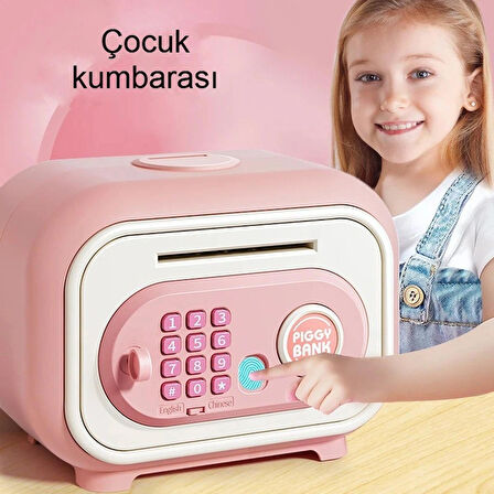 •	Çocuklar İçin Müzikli Parmak İzi Simülasyonlu Kumbara  Eğlenceli Elektronik Banka Kasa Kutusu