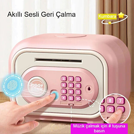 •	Çocuklar İçin Müzikli Parmak İzi Simülasyonlu Kumbara  Eğlenceli Elektronik Banka Kasa Kutusu