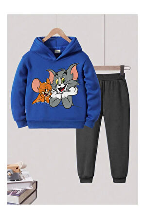 Tom ve Jerry Baskılı Çocuk Eşofman Takımı 2 İplik Şardonlu