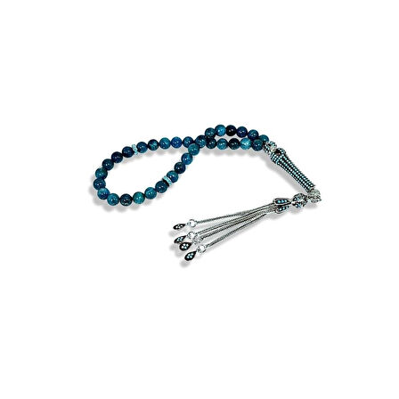 Apatit Taşlı Gümüş Tespih