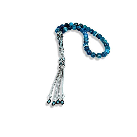 Apatit Taşlı Gümüş Tespih