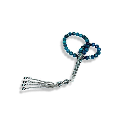 Apatit Taşlı Gümüş Tespih