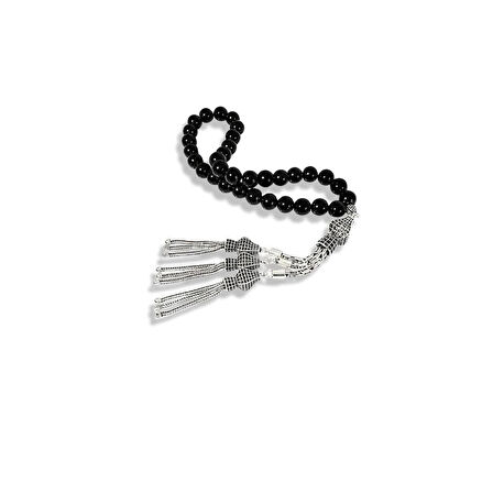 Telkari Sanatlı Oltu Taşlı Gümüş Tespih