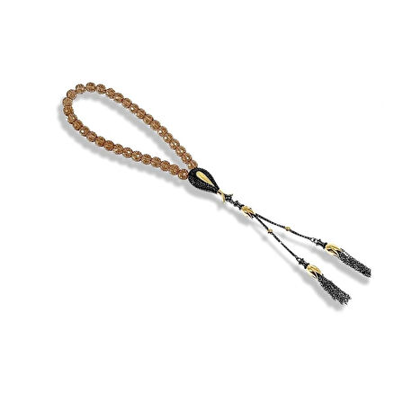 Siyah Zirkonlu Zultanit Taşı Gümüş Tespih