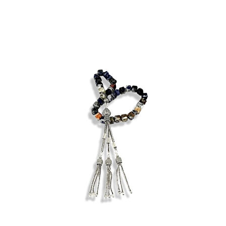 Fasetli Lapis Lazuli Taşlı Gümüş Tespih