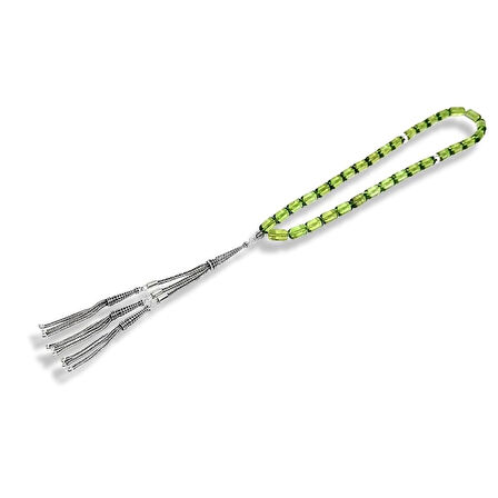 Yeşil Kehribar Kazaziye Gümüş Tespih