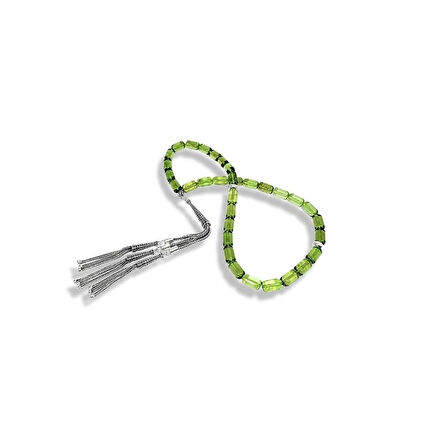 Yeşil Kehribar Kazaziye Gümüş Tespih