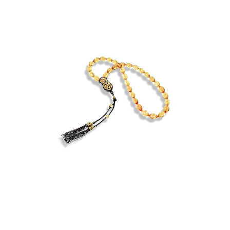 İşlemeli Yüzey Kehribar Gümüş Tespih