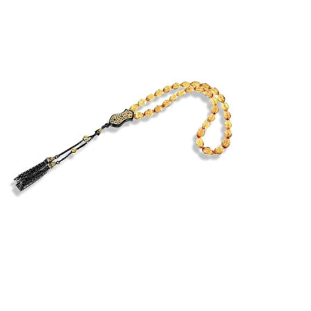 İşlemeli Yüzey Kehribar Gümüş Tespih