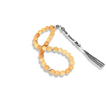 Doğal Amber Kehribar Taşlı Gümüş Tespih