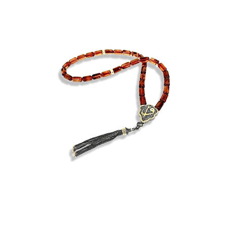 Amber Renkli Kehribar Gümüş Tespih