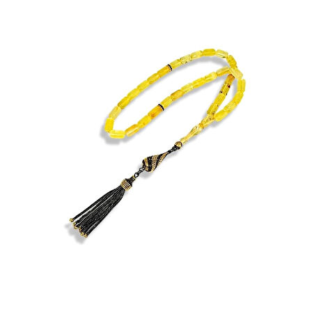 Limon Kehribar Taşlı Gümüş Tespih