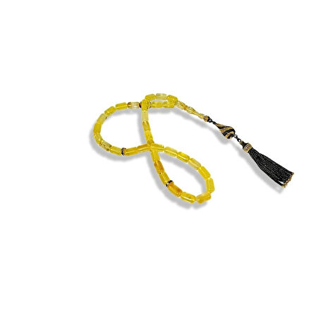 Limon Kehribar Taşlı Gümüş Tespih