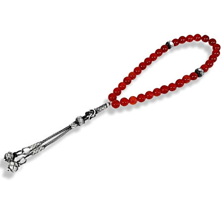 Akik Taşlı Gümüş Tespih