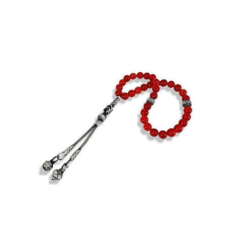 Akik Taşlı Gümüş Tespih