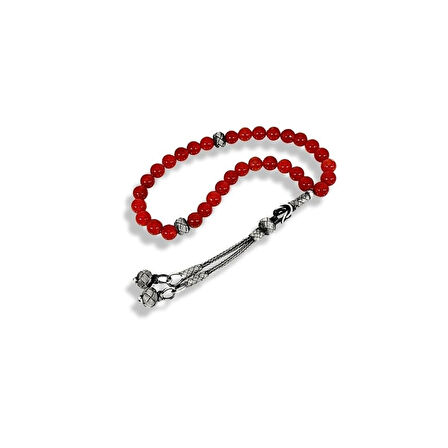 Akik Taşlı Gümüş Tespih