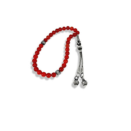 Akik Taşlı Gümüş Tespih