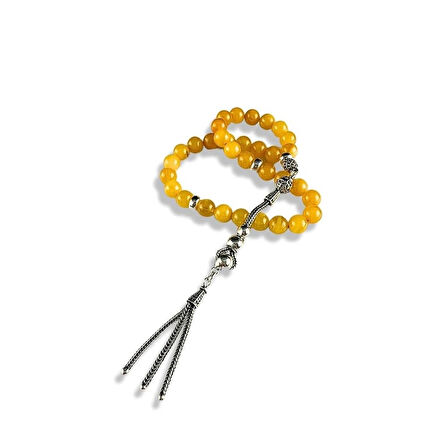 Küre Kesim Damla Kehribar Gümüş Tespih