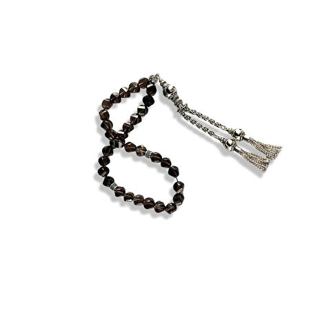 Dumanlı Kuvars Taşlı Gümüş Tespih