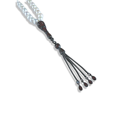 İnci Taşlı Gümüş Tespih