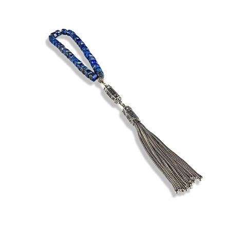 Fasetli Lapis Lazuli Taşlı Gümüş Tespih